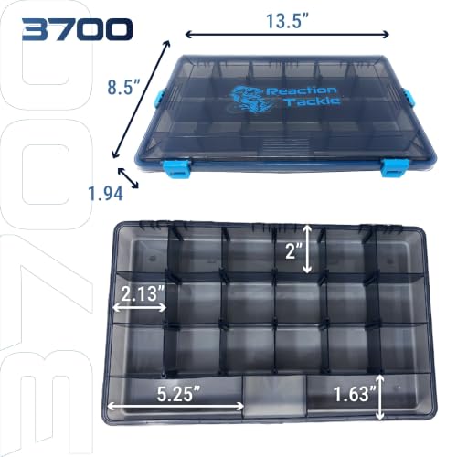 Reaction Tackle 3700 Tackle Trays 4-Pack with Latches & Semi-Transparent Lid