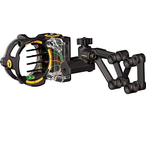 Trophy Ridge React H4 Bow Sight - 4 Pin Sight, Tool Less Windage and Elevation Adustability, 2nd Axis Leveling, Adjustable Click Light