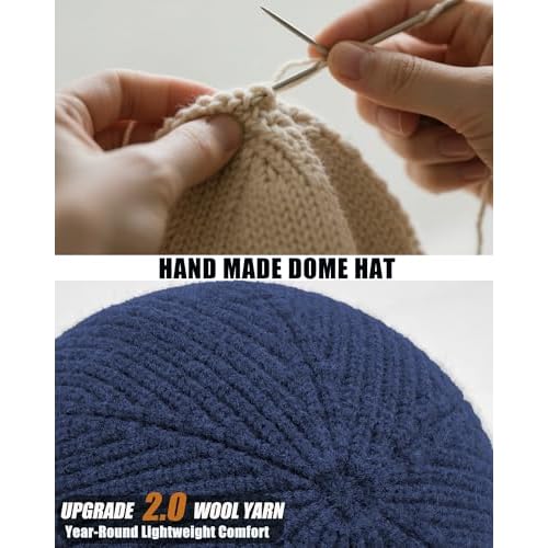 Thin Fisherman Beanie Hat for Men Women Fall Winter -Wool Knit Cuff Short Fashion Watch Cap,Trawler Slouchy Skull Cap