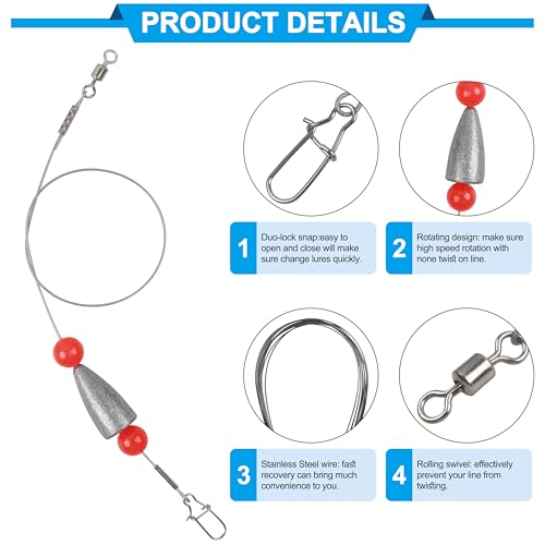 Saltwater & Freshwater 1/2 oz Steel Carolina Fishing Rig - 5 Pieces