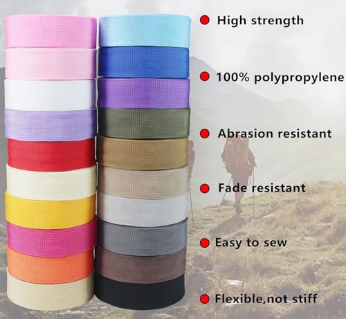 White Polypropylene Webbing Straps 1.5 Inch x 12 Yards DIY Cargo & Dog Leash