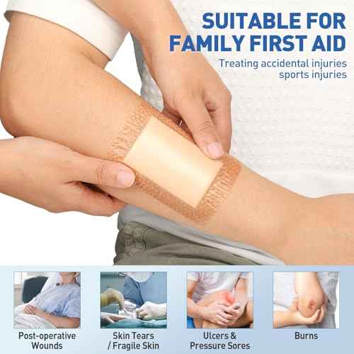 AZEN 12 Pack Silicone Foam Dressing, 3.2" X 4" Waterproof Silicone Bandages with Border Adhesive, Large Bandages for Wounds, Self Adhesive Wound Care and Dressings