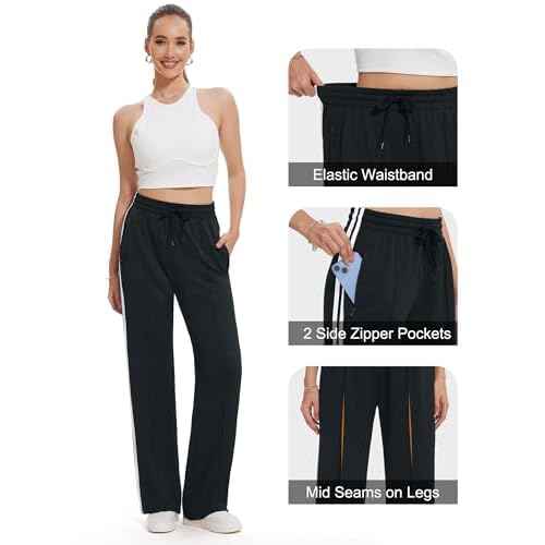 Tapata Women's 28/30/32/34 Inseam Track Pants Loose Straight Leg Jogging Sweatpants Warm-Up Sports Athletic Running