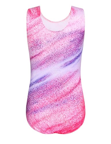 Girls Gymnastics Leotards Set with Shorts - Sleeveless Activewear, Colorful Stripes, 4-5T
