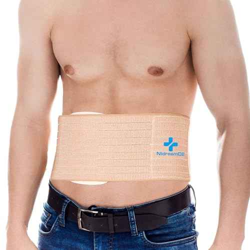 Umbilical Hernia Belt with Compression Pad Abdominal Support Binder for Men and Women Belly Button Navel Hernia Support Relieve Pain for Incisional, Ventral, Inguinal Hernia (Large)
