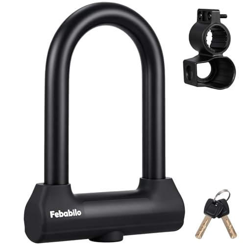 Heavy Duty Bike Lock with 18mm Shackle - Medium U Lock with Keys & Mounting Bracket