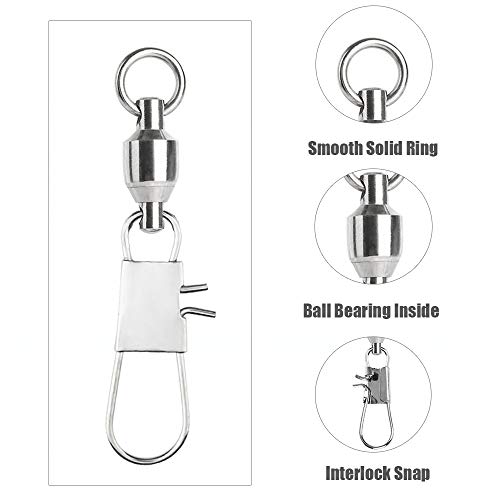 Fishing Swivel Snap Set 50.1lb 25 Pcs High Strength Saltwater Interlock Tackle