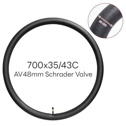 700x35C/43C Heavy Duty Bike Tube,700 x 35C/36C/38C/40C/42C/43C Replacement Bicycle Tube(Single), Reliable 700 x 35C-43C Inner Tube AV48mm Schrader Valve for City/Road/Mountain Cycling Scenarios