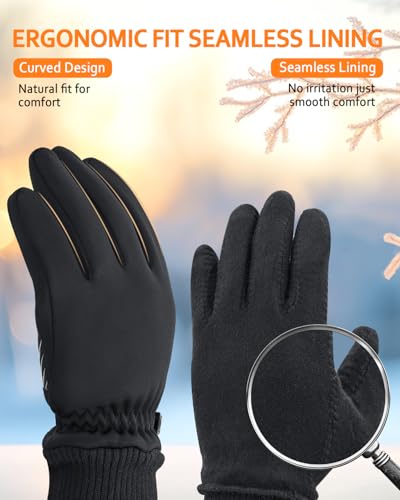 FEWTUR Waterproof Winter Gloves Black Medium Padded & Warm