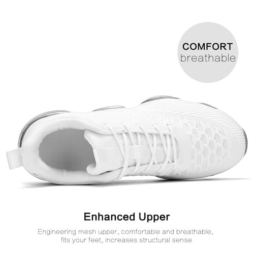 Socviis Men's Air Cushion Running Shoes Breathable Tennis Sneakers White 11 - Casual Sport