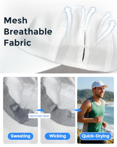 Large White Sun Protection Baseball Cap for Men Women UPF 80+ Breathable Quick-Dry Hat