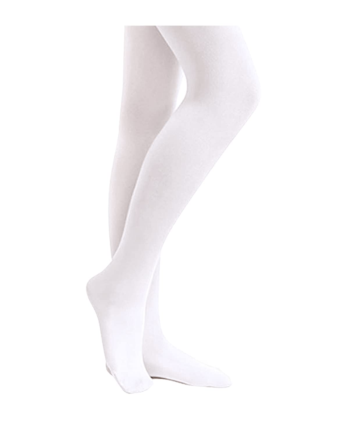 Stelle Girls' Ultra Soft Pro Dance Tight/Ballet Footed Tight(Toddler/Little Kid/Big Kid),WT,XS White