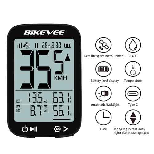 Bike Speedometer GPS Wireless Cycling Computer ? Auto Start/Stop, Auto Backlight, Waterproof Bicycle Odometer MPH KM/H, 2.4" LCD Display