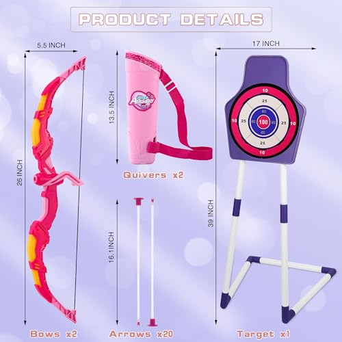 Pink & White Kids Bow and Arrow Set with LED Lights - 2 Pack