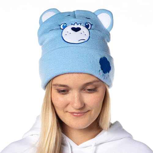 Care Bears Embroidered Face Belly Badges 3D Ears Cuff Knit Adult Beanie