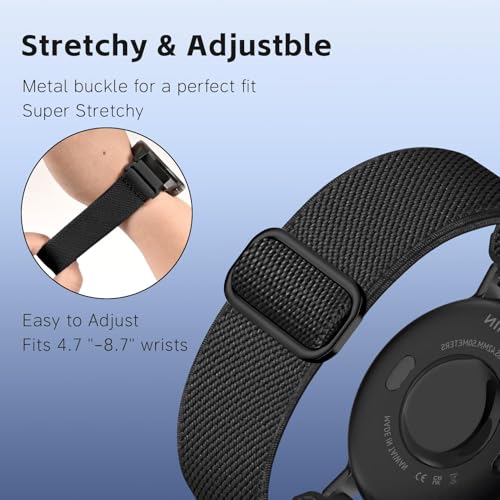 Stretchy Nylon Sport Strap for Garmin Venu & Forerunner 165/55/245/645 - Black Panther/White Leopard/Dark Wine Red/Black