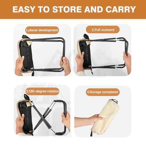 2-in-1 Convertible Backpack Stool - Foldable Seat Transforms to Satchel with Sun Protection Sleeves and Face Mask, Portable Collapsible Chair for Hiking, Camping & Outdoor Events