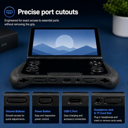 Ayn Thor Handheld Gaming Console Grip Case Black - Ergonomic TPU Cover with Thick Handles