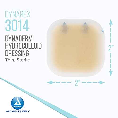 Dynarex DynaDerm Hydrocolloid Dressings, Sterile Moist Bandages, 2" x 2," Thin & Latex-Free, Peel-Down Patches, 1 Case - 12 Boxes of 20 DynaDerm Hydrocolloid Dressings