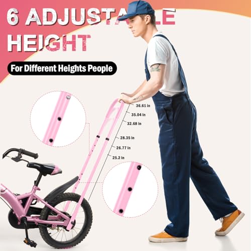 Height Adjustable Kids Bike Safety Trainer Handle with Pink Finish