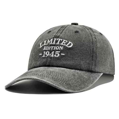 80th Birthday Gifts for Men Women, 80th Birthday Decorations - Washed Cotton Embroidered Baseball Cap Adjustable
