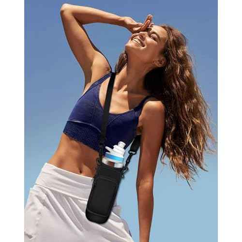 Water Bottle Sleeve with Pouch for Cirkul 22 oz - Crossbody Shoulder Strap Detachable Phone Purse with Bottles Cover Holder Carrier Bag