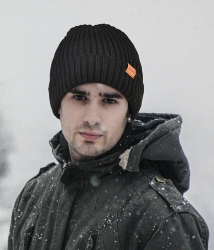 Winter Beanie Hat and Touchscreen Gloves Set for Men Women - Black, One Size