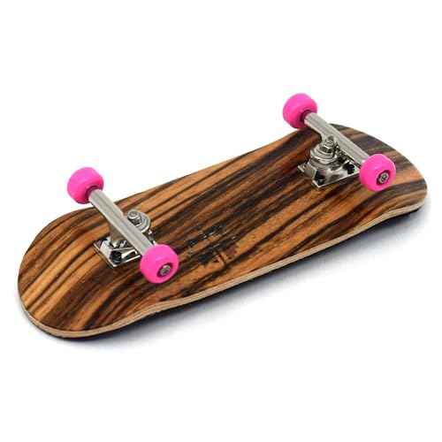 Teak Tuning 32mm Pro Fingerboard Complete - Fully Assembled with Pro Level Components - Pro Shaped Wooden Deck (32x97mm), UltraSpin Bearing Wheels, Prodigy Gen2 Trucks - Pink Zebra