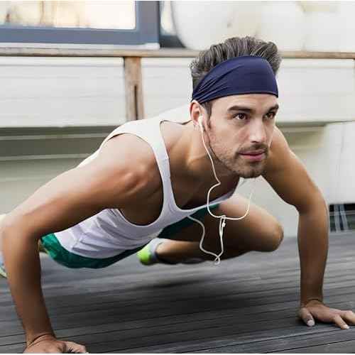 Workout Headbands for Men, 6 Pack Mens Running Headband Stretchy Sweatband Sports Headband