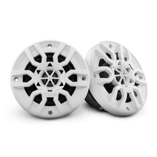 DS18 MP4/WH White Marine Speaker - 4", 2-Way, 150W Max, 100% UV Stable, IPX5 Marine, 4 Ohms - for All Elements, UTV, ATV & Jeeps (2 Speakers)