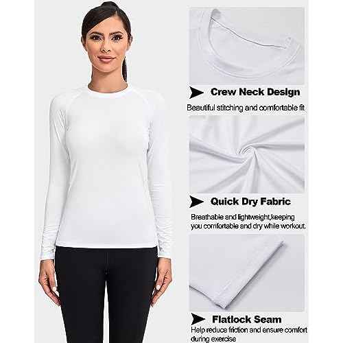 TELALEO 4 Pack Women's Compression Shirt Long Sleeve Performance Workout Baselayer Athletic Top Sports Gear