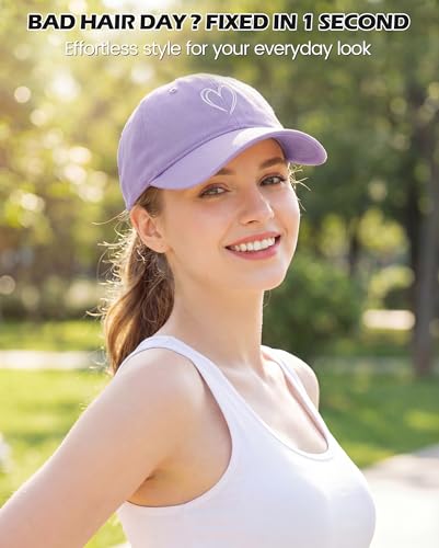 American Trends Women's Baseball Cap with Heart Embroidery - Light Purple, One Size