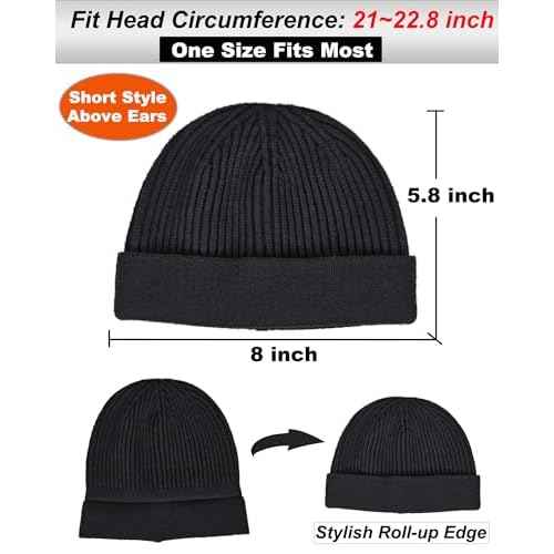 vidsel Thin Wool Fisherman Beanie for Men Women, Short Knit Cuff Trawler Watch Hats