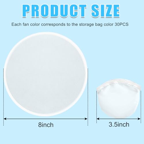 108PCS White Foldable Flying Disc Fans Bulk with Pouch - Collapsible Hand Toy for Kids
