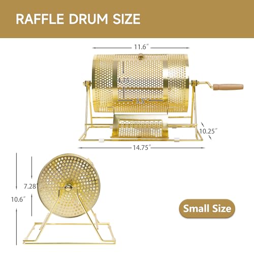 Small Brass Raffle Ticket Drum - Gold Spinning Lottery Cage, Holds 2000 Tickets