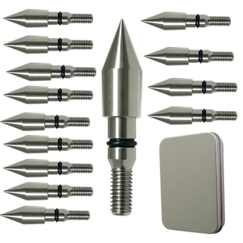 125 Grain Stainless Steel Field Points for Archery - 5/16" Variation, Mirror Polished, Locking O-Ring, 12 Pack