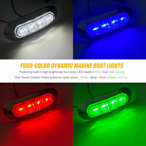 4-Pack RGBW Oval Marine Boat Courtesy Lights Waterproof Deck Interior Deck Stern Navigation