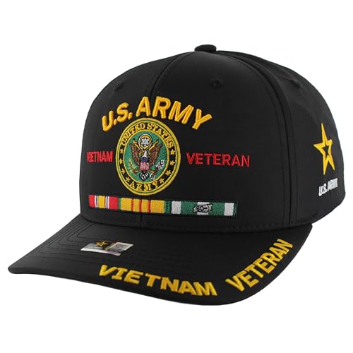 Vietnam Veteran Baseball Cap for Men US Army Official Black Seal One Size