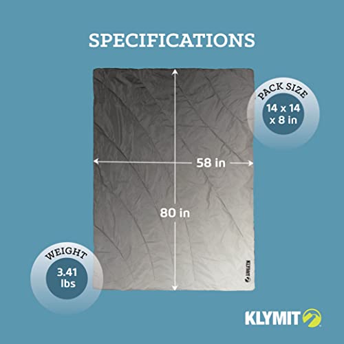 Klymit Horizon Overland Packable Camping Blanket and Comforter, Gray