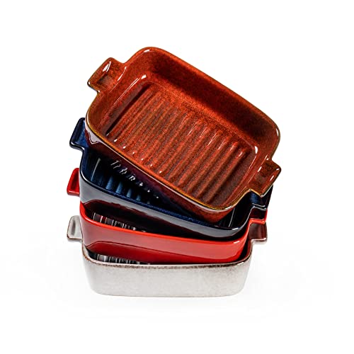 Reactive Glaze Ceramic Baking Dishes Set of 4 - 18 oz Au Gratin Pans