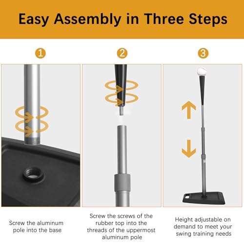 Black Adjustable Baseball Batting Tee for Kids & Adults - 24-45 Inch Telescopic Hitting Stand with Heavy Duty Metal Base