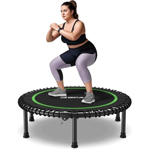 BCAN 40" Adult Fitness Trampoline with Durable Bungees, Stable & Quiet Exercise Rebounder,Great Mini Trampoline for Indoor/Garden Workout - Green
