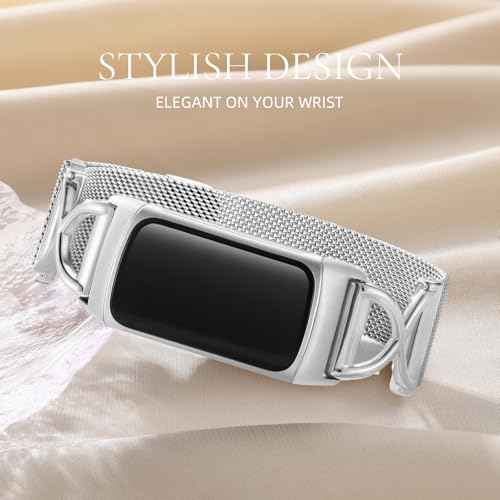 JKD X-Shape Metal Band Compatible with Fitbit Charge 6/ Charge 5 Bands for Women Men, Soft Stainless Steel Mesh Loop Strap Bracelet Wrist Band Replacement for Fitbit Charge 5/ Charge 6 Fitness Tracker