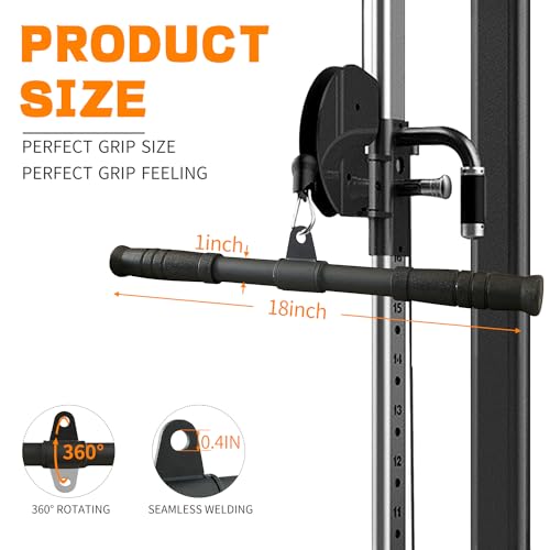 Gym Cable Lat Pulldown Bar 360° Rotating Strength Training Attachments
