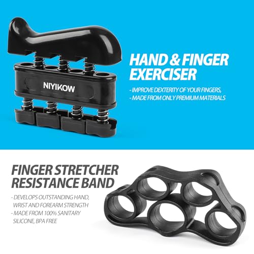 NIYIKOW Black Grip Strength Trainer Kit with Counter 5 Pack - Hand & Finger Exercisers
