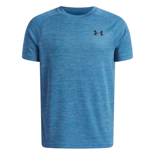 Under Armour Kids Tech Textured Short Sleeve T-Shirt - Aegean Blue & Black, Small