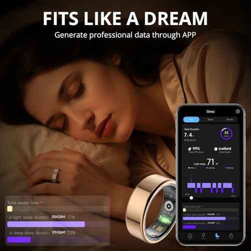 R02 Smart Ring, a Smart Ring for Women and Men, with a Charging case, Supports Heart Rate, Blood Oxygen, Sleep Health Monitoring, and Sports Tracking Ring. (Rose Gold, 8#)