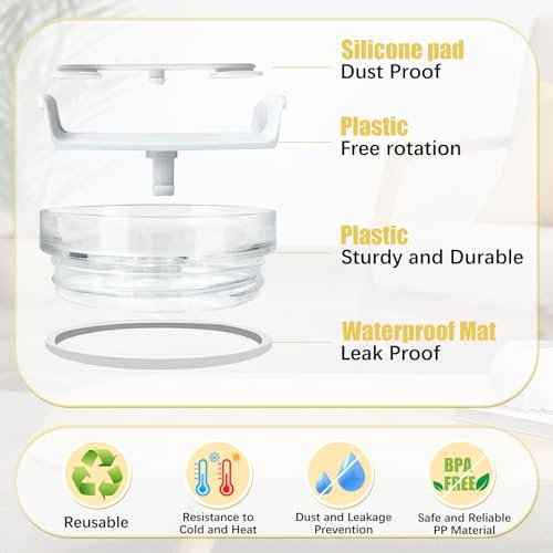 4 Pack Tumbler Lid Replacement for 40 oz Stanley Cup, 3.6in Spill Proof Clear Replacement Lids Fit for Stanley Travel Tumbler, Reusable Accessorie Cover