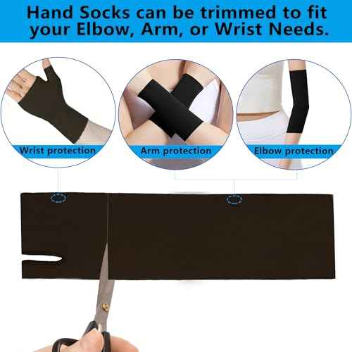 Hand Socks for Splint (Pack of 6) Wrist and Thumb Spica Wrap Liner for Women Men,Arm Cast Cover Stockinette Sleeve for Under Brace Skin friendly protective cover(Black,Medium)