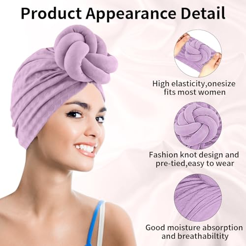 Women Turbans and Head Wraps 3-Pack - African Flower Knot Pre-Tied Bonnet Beanie
